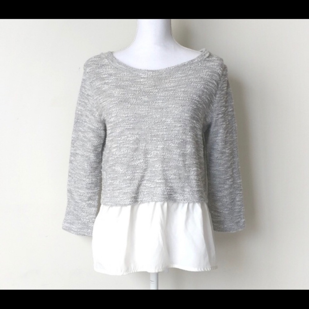 ANTHROPLOGIE Layered Grey and White Shirt XS